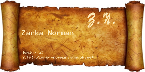 Zarka Norman névjegykártya